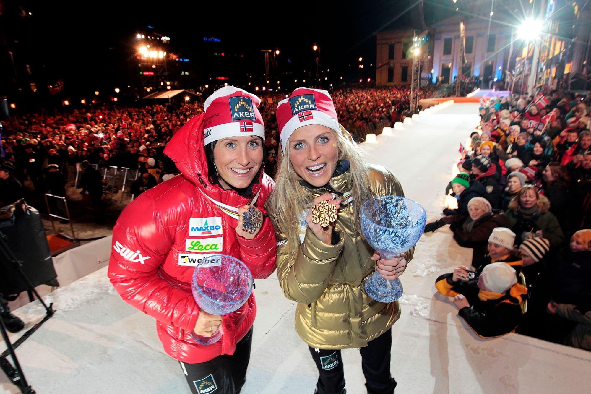 Bildet er fra medaljeseremonien under Ski-VM 2011 i Oslo. Foto: NTB